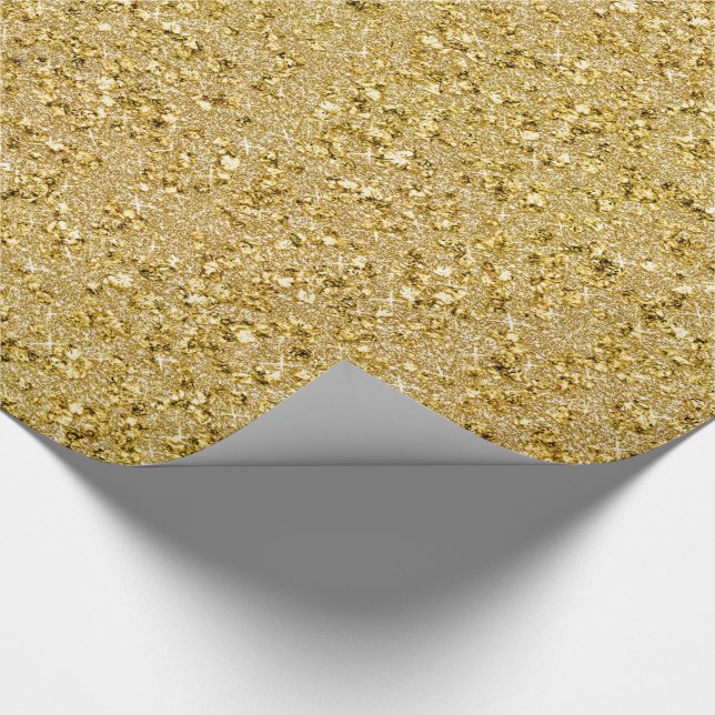 Gold Sparkles - Jeweled Gold Faux Glitter1 Wrapping Paper (Corner)
