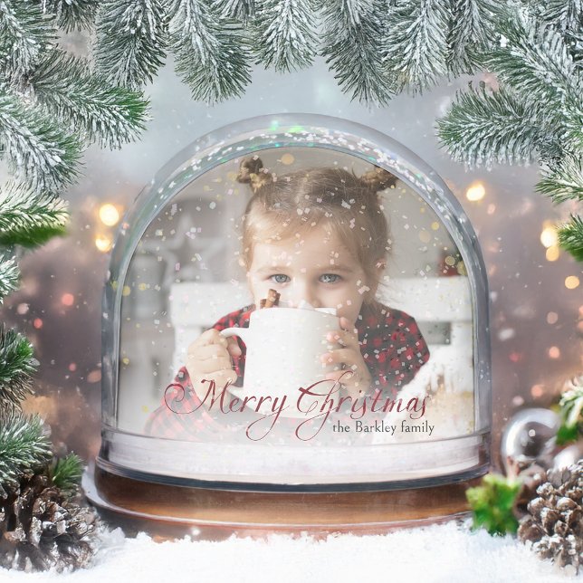 Gold Sparkles Merry Christmas Photo Snow Globe (Creator Uploaded)