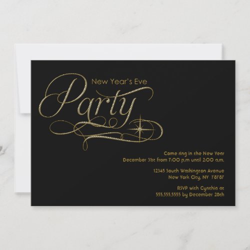 Gold Sparkles New Years Eve Party Invitation