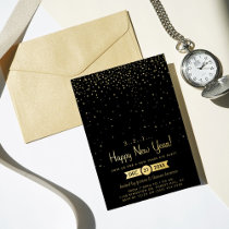 Gold Sparkles New Year's Eve Party Real Foil Invitation