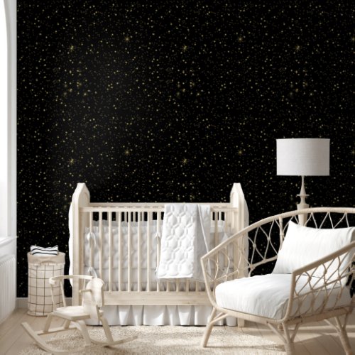 Gold Sparkles on Black Wallpaper