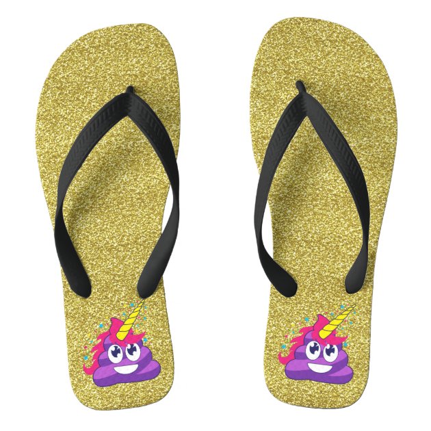 gold sparkle flip flops