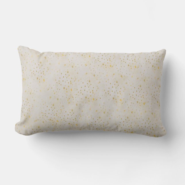 Gold Sparkles Splashed on Cream, Lumbar Pillow (Front)