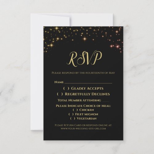 Gold Sparkles Wedding RSVP Enclosure Card