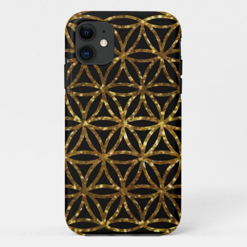 Gold Sparkling Flower of Life  scared geometry  C iPhone 11 Case