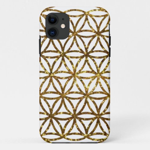 Gold Sparkling Flower of Life  scared geometry  iPhone 11 Case