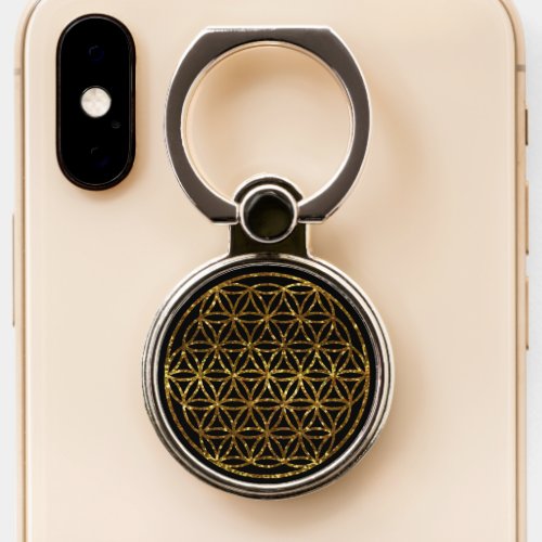 Gold Sparkling Flower of Life  scared geometry    Phone Ring Stand