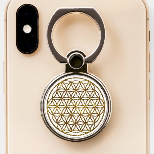Gold Sparkling Flower of Life  scared geometry   Phone Ring Stand