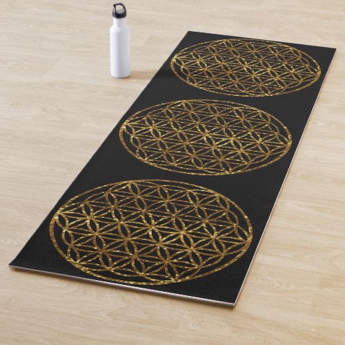 Gold Sparkling Flower of Life  scared geometry  Yoga Mat