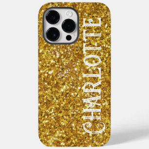 Gold sparkling glitter glam party vibe pattern Case-Mate iPhone 14 pro max case