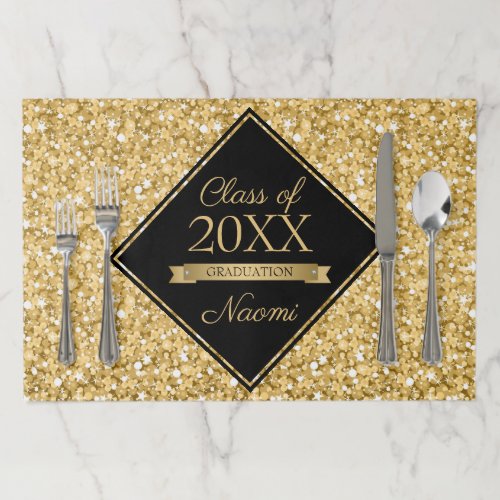 Gold Sparkling Glitter Paper Placemat