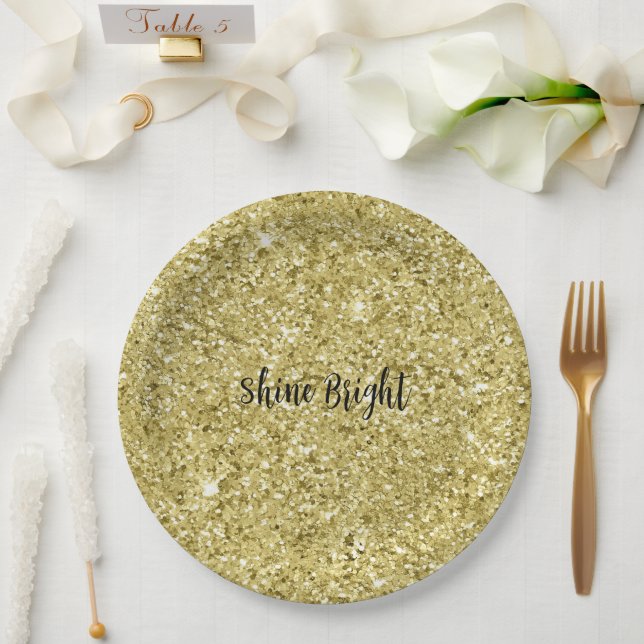 Gold Sparkling Glitter       Paper Plates (Wedding)
