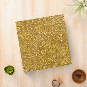 Gold sparkling glitter pattern 3 ring binder