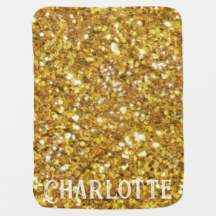 Gold sparkling glitter pattern baby blanket