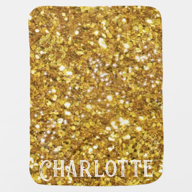Gold sparkling glitter pattern      baby blanket (Front)