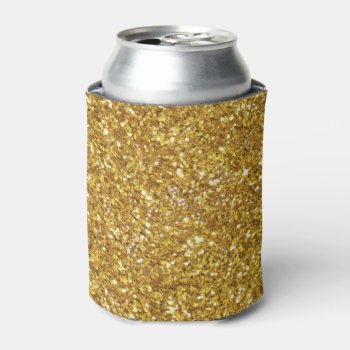 Gold Sparkling Glitter Pattern            Can Cooler by Omtastic at Zazzle