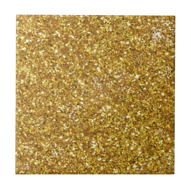 Gold sparkling glitter pattern             ceramic tile (Front)