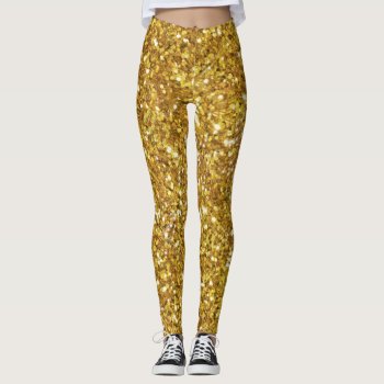 Gold Sparkling Glitter Pattern        Leggings by Omtastic at Zazzle