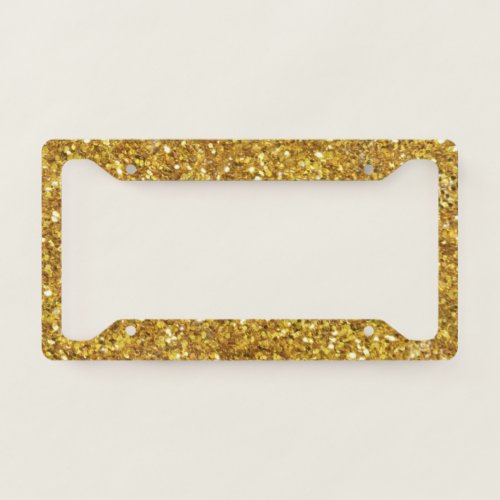 Gold sparkling glitter pattern             license plate frame