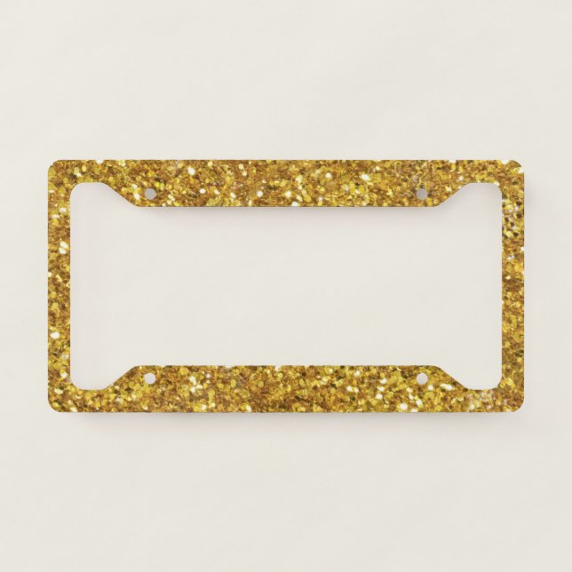 Gold sparkling glitter pattern             license plate frame (Front)