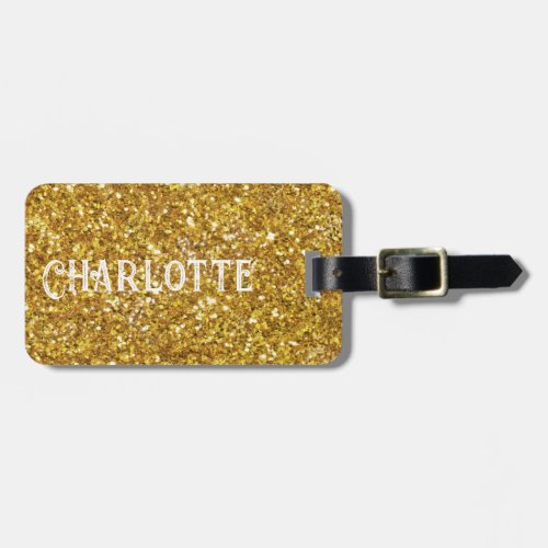 Gold sparkling glitter pattern    luggage tag