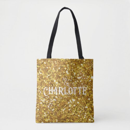 Gold sparkling glitter pattern    tote bag