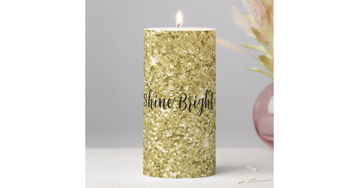 Gold Sparkling Glitter Pillar Candle Zazzle