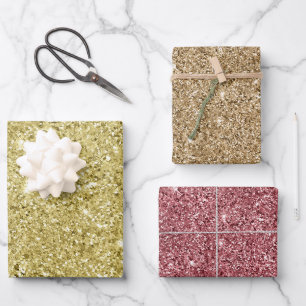 Gold Sparkling Glitter Wrapping Paper Sheets