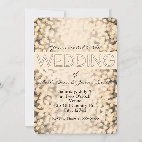 Gold Sparkling Lights Glamour WEDDING Invitations