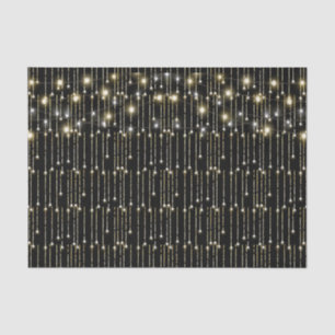 Gold Sparkling Lights On Black Tissue Paper