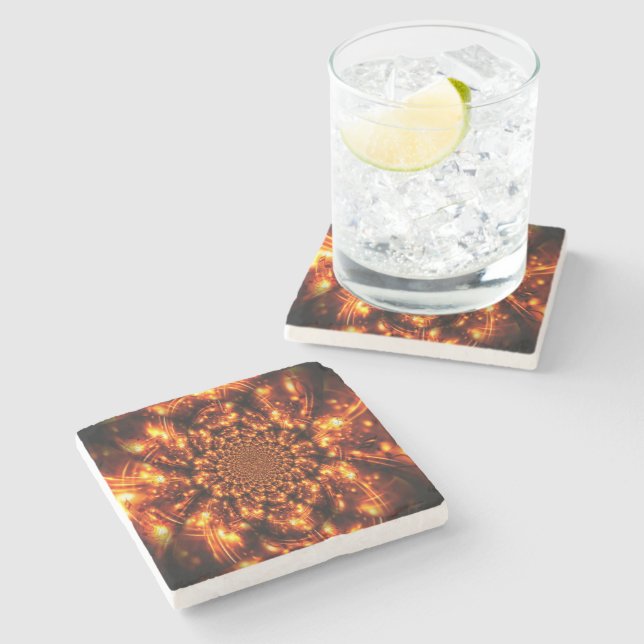Gold Sparkling Lights Stone Coaster (Side)
