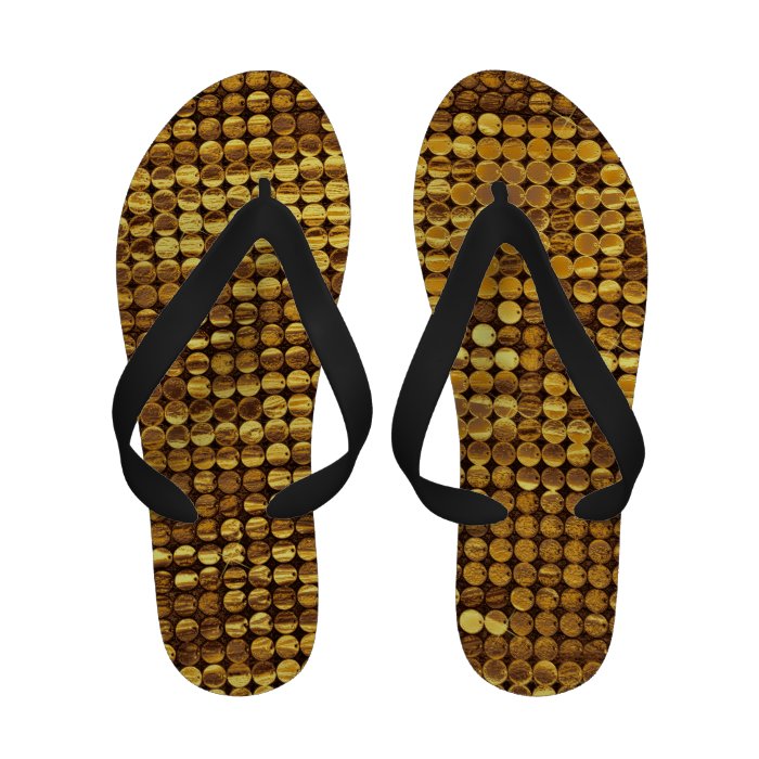 Gold Sparkling Sequin Look Flip Flops