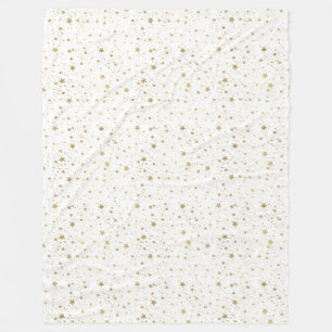 Gold Sparkling Stars Fleece Blanket