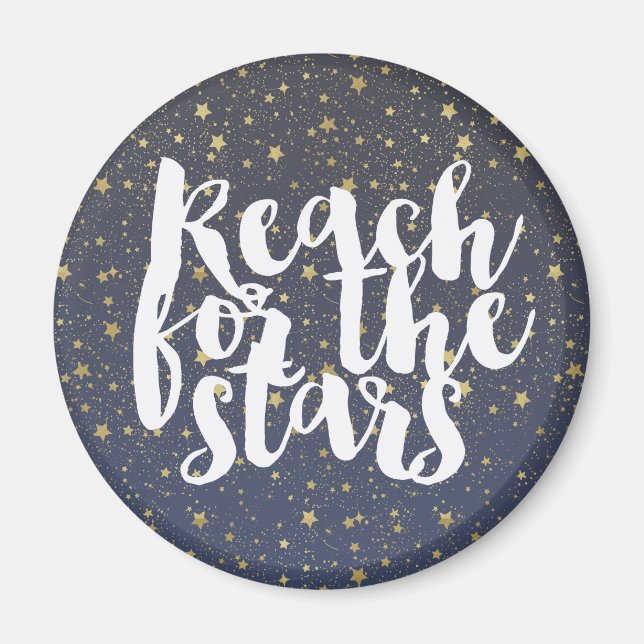 Gold Sparkling Stars reach for the stars Magnet (Front)