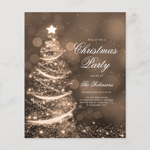 Gold Sparkling Xmas Tree Invite Program Menu