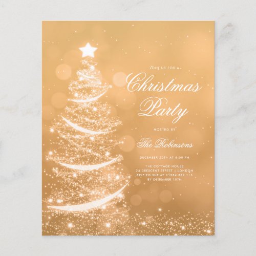 Gold Sparkling Xmas Tree Invite Program Menu