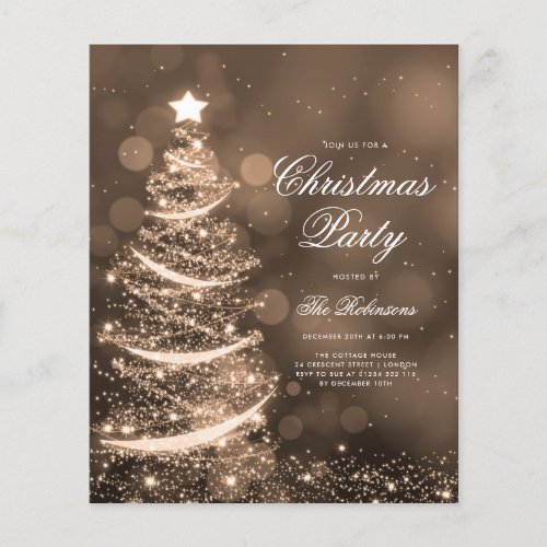 Gold Sparkling Xmas Tree Invite Program Menu Flyer