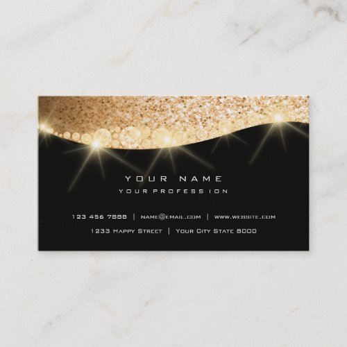 Gold Sparkly Diamond Glitter Glam Vip Silver Black Business Card