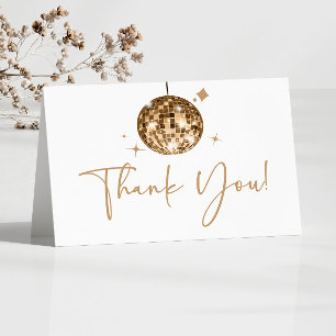 Gold Sparkly Disco Ball Birthday Party Letterpress Thank You Card