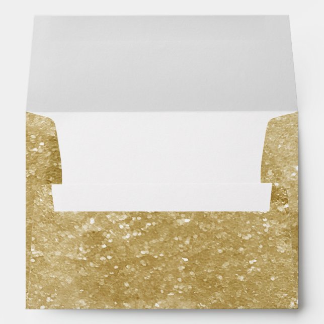 Gold Sparkly Faux Glitter Design Envelope (Back (Bottom))