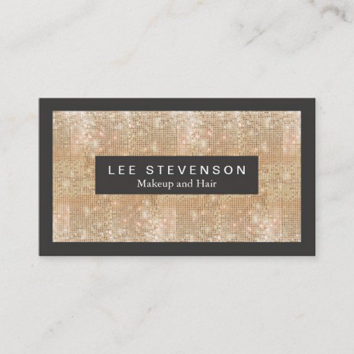 Customizable Gold Sparkly FAUX Sequins Makeup Artist Salon Business Card
