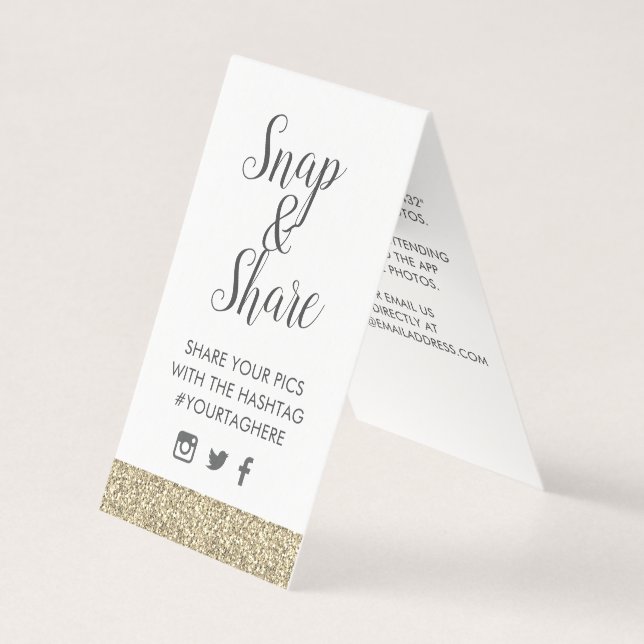 Gold Sparkly Glitter Party Hashtag Sign Card (Front)
