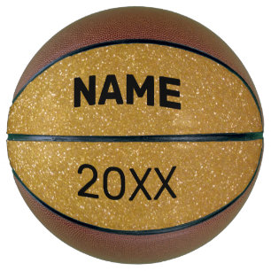 Gold sparkly glitter texture custom name basketball