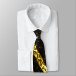 Gold sparkly line on black rock neck tie