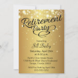 Gold Sparkly Retirement Party Invitation at Zazzle