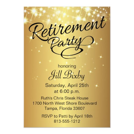 gold sparkly retirement party invitation zazzle com images of retirement invitations
