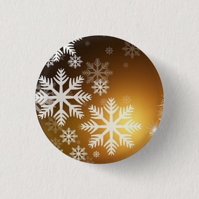 Gold Sparkly Snowflakes  Button (Front)