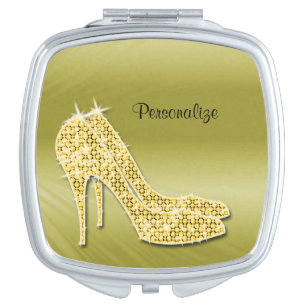 Gold Sparkly Stiletto Shoes Vanity Mirror