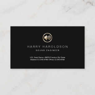 Gold Speaker Icon Sound Engineer Business Card