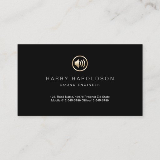 Customizable Gold Speaker Icon Sound Engineer Business Card